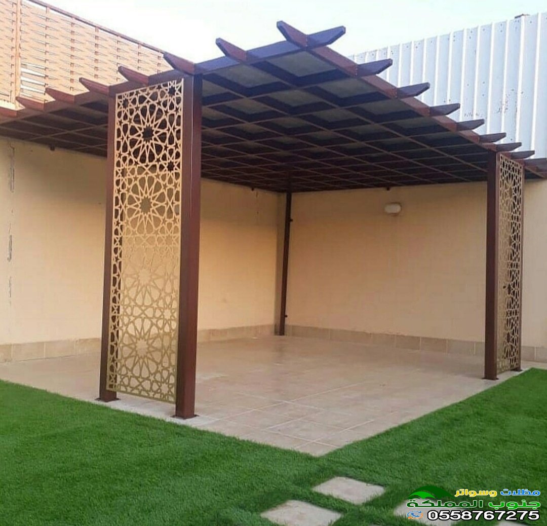 برجولات حديد شبية الخشب في ابها، تنفيذ مؤسسة جنوب المملكة 